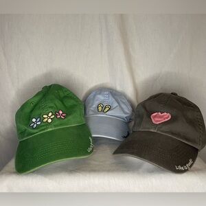 Life is Good - Set of 3 Adjustable Hats - 2 Slightly Worn, 1 Worn - All Washed